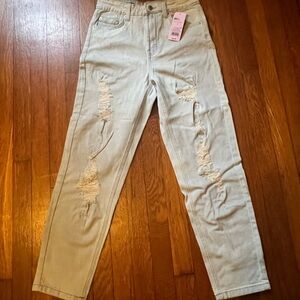 High waist mom jean distressed